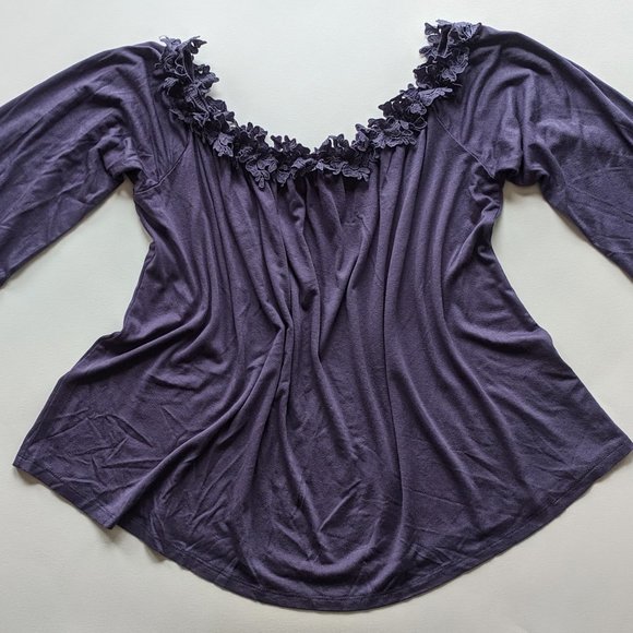 Grape Lilac Purple Top Floral Lace Collar - Picture 5 of 9